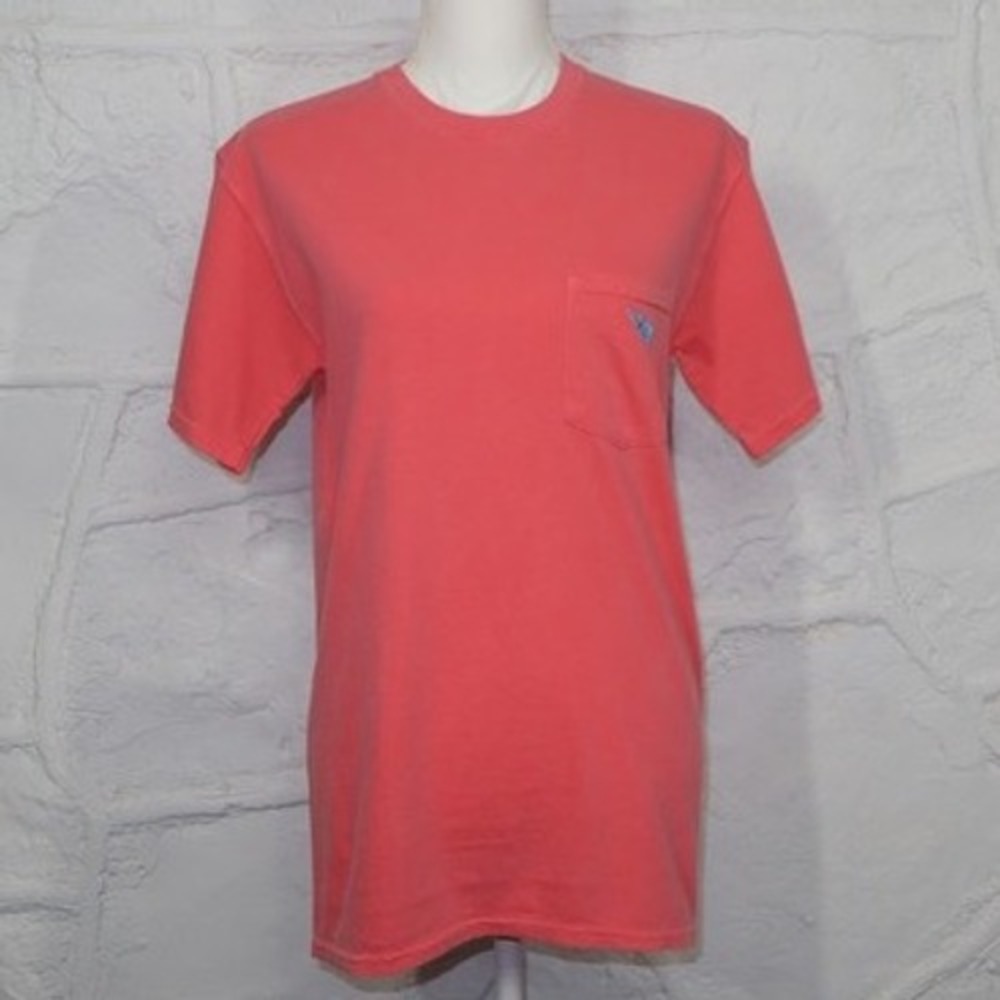 The Southern Gentleman Pink Pocket Tee with Blue Embroidered Elephant‎ - Size S